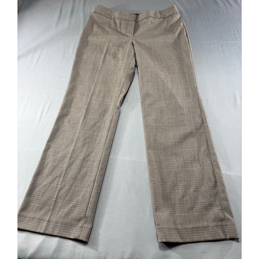 Talbots Signature  8 Petite Tan Brown Black Plaid Wide Leg Career Pants